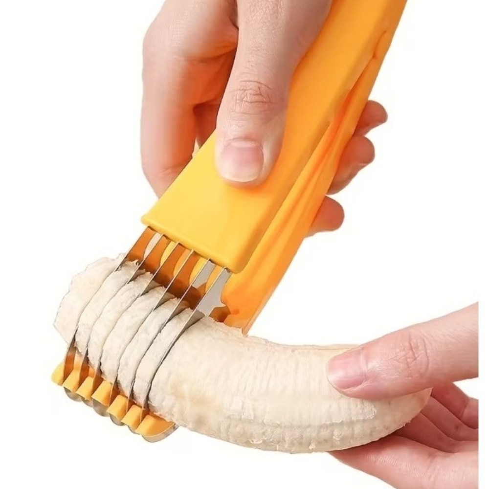 Banana Slicer Kitchen Tool Fruit Cutter Stainless Steel Multi Blade Easy Slice